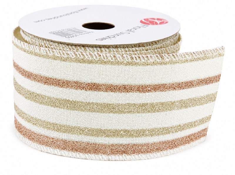 Picture of Wired Edge Ribbon 2.5" x 10Yards Glitter Stripe
